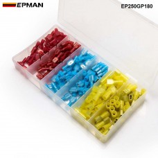 EPMAN 180pcs Female & Male Fully Insulated Wire Terminals Connector Nylon Spade Crimp For Car Motorcycle EP250GP180